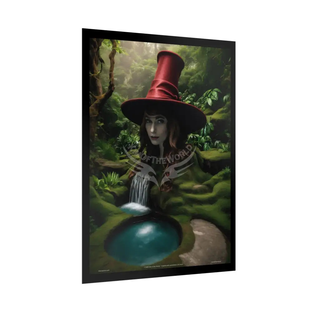 Weird Witch Forest Girl Magician Hat Portrait Profile Poster — 3D Flat Art Print Poster Set Pieces Poster