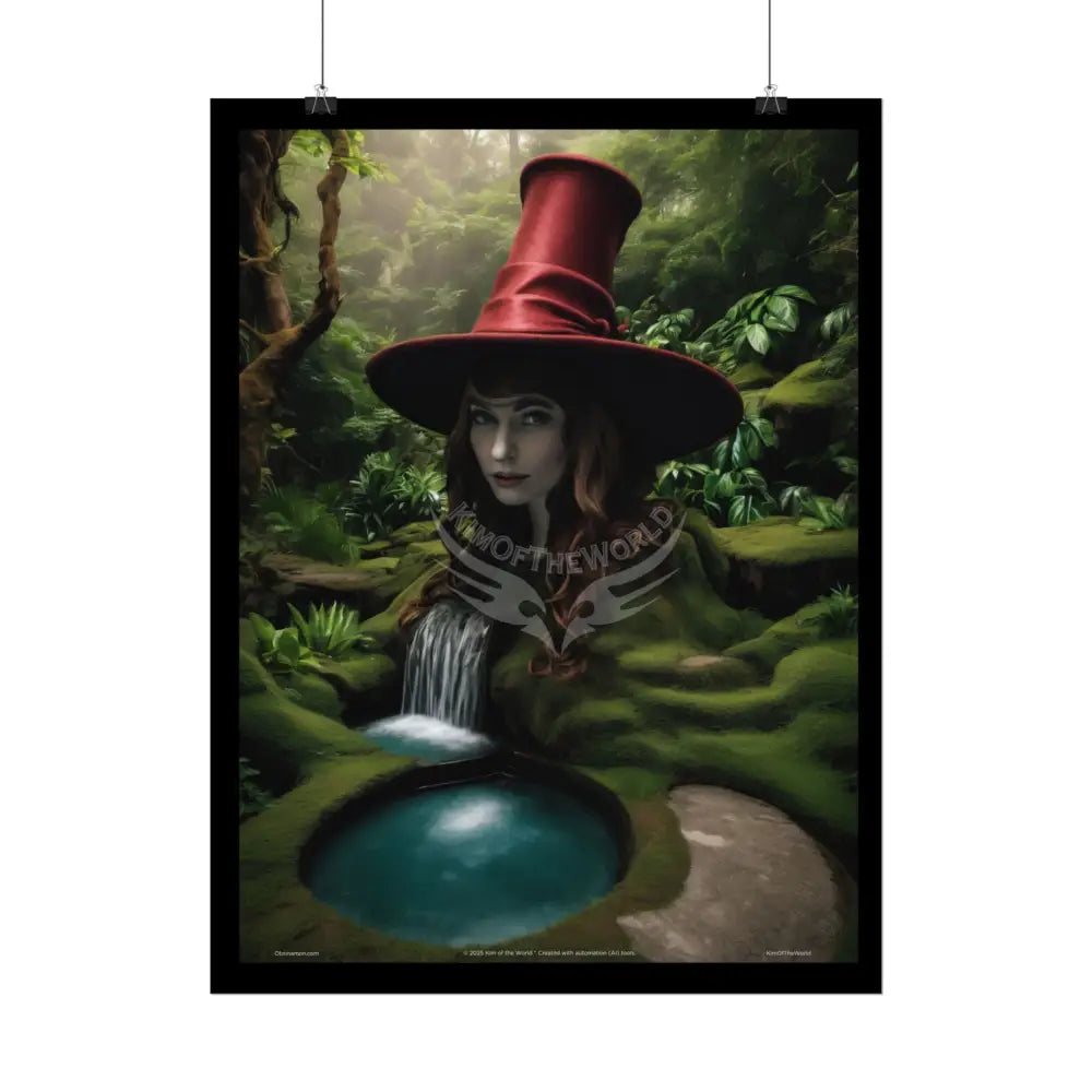 Weird Witch Forest Girl Magician Hat Portrait Profile Poster — 3D Flat Art Print Poster Set Pieces Poster