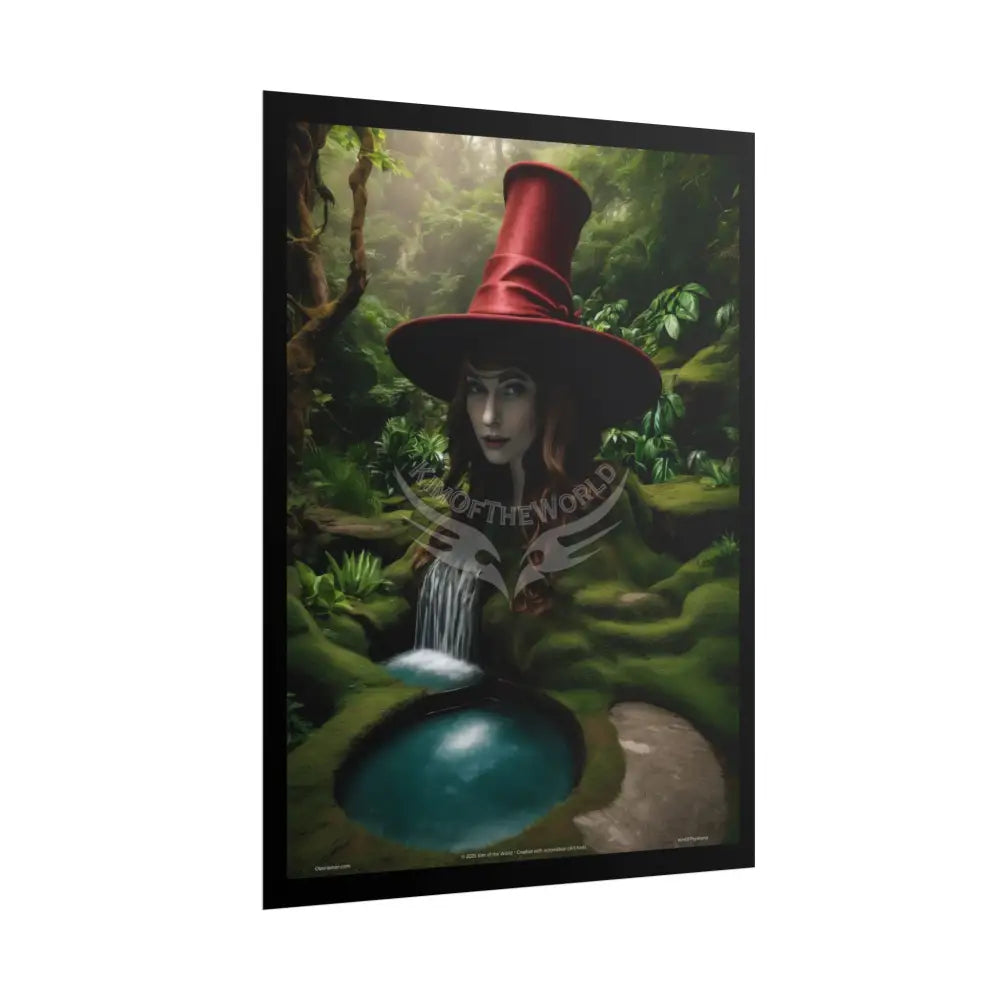 Weird Witch Forest Girl Magician Hat Portrait Profile Poster — 3D Flat Art Print Poster Set Pieces Poster