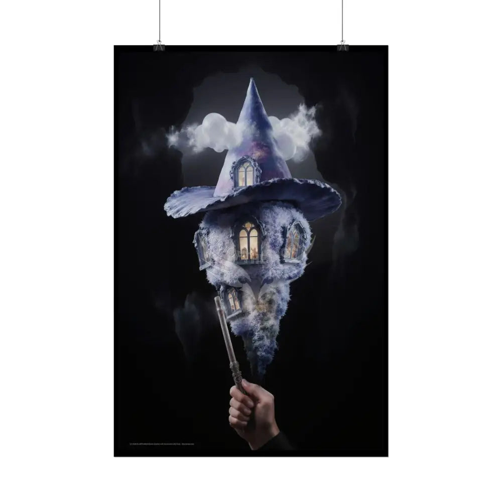 Weird Witch Wand Hat House Poster — Colorful Rolled Art Print Poster