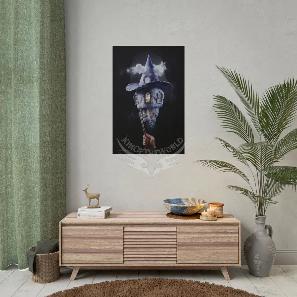 Weird Witch Wand Hat House Poster — Colorful Rolled Art Print Poster