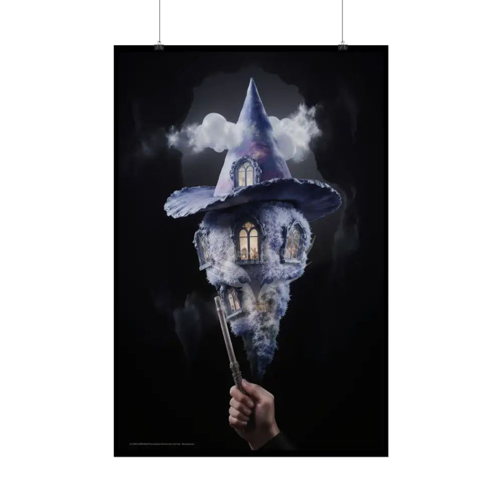 Weird Witch Wand Hat House Poster — Colorful Rolled Art Print Poster