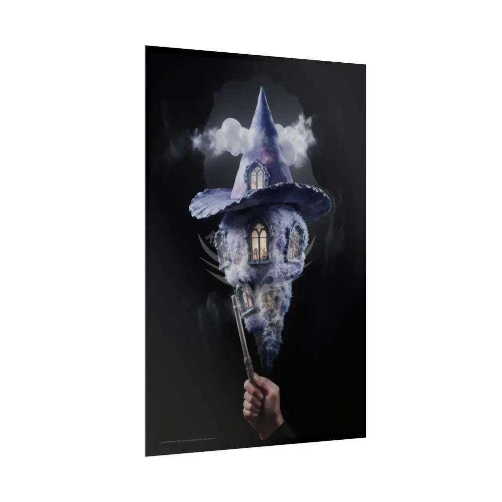 Weird Witch Wand Hat House Poster — Colorful Rolled Art Print Poster