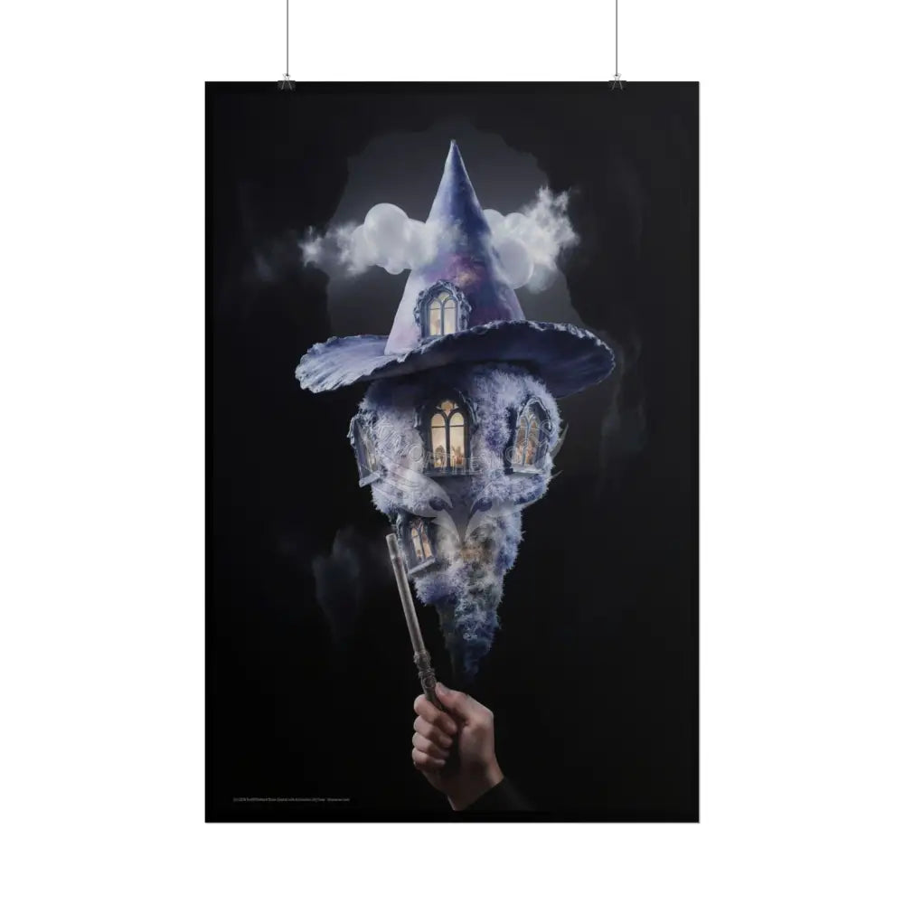Weird Witch Wand Hat House Poster — Colorful Rolled Art Print Poster