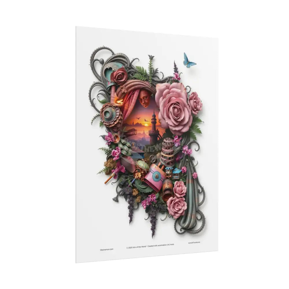 WeirdCore Cartoon Triple Breasted Eyemask Floral Rose Girl Art Print - (Total Recall Fan art) Rolled Poster Poster