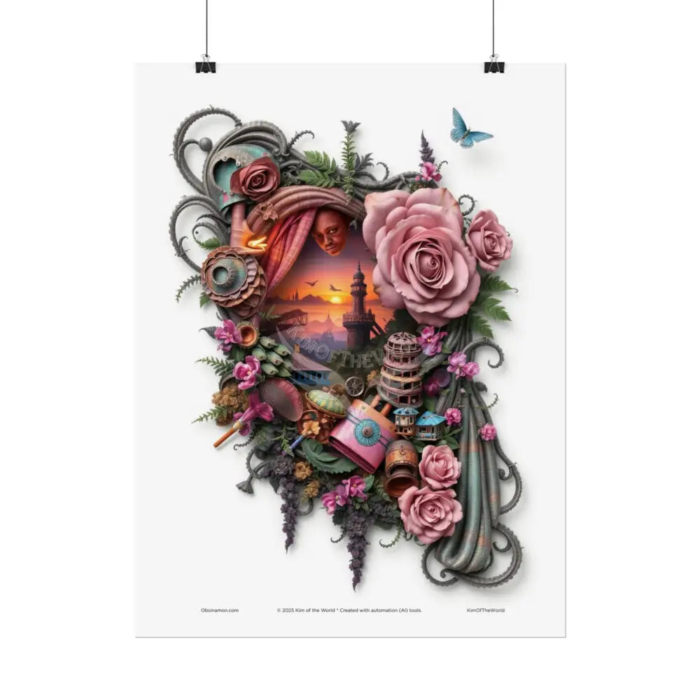 WeirdCore Cartoon Triple Breasted Eyemask Floral Rose Girl Art Print - (Total Recall Fan art) Rolled Poster Poster