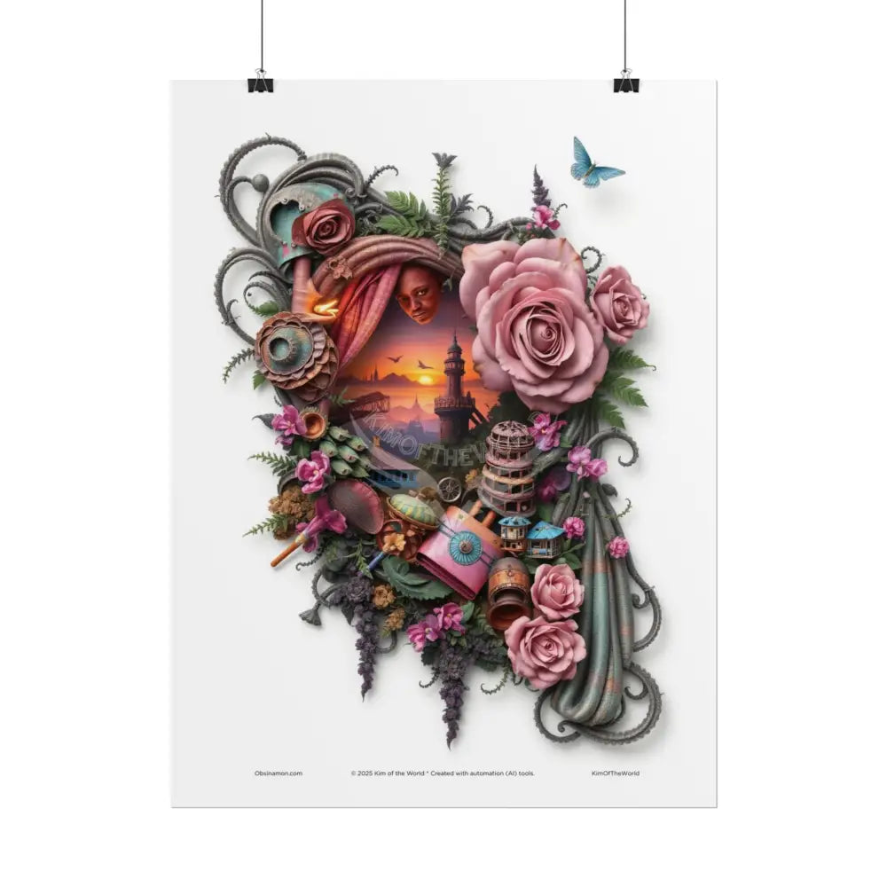 WeirdCore Cartoon Triple Breasted Eyemask Floral Rose Girl Art Print - (Total Recall Fan art) Rolled Poster Poster