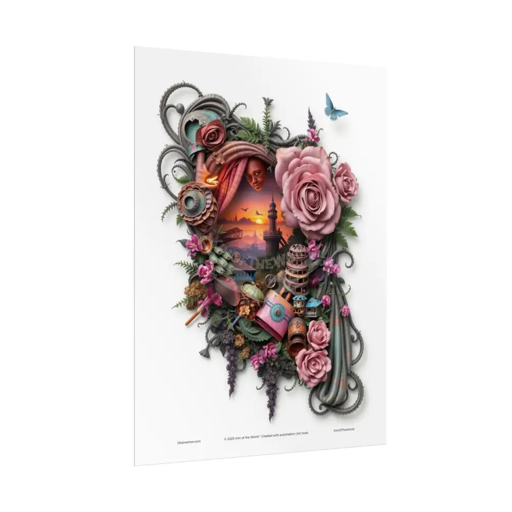 WeirdCore Cartoon Triple Breasted Eyemask Floral Rose Girl Art Print - (Total Recall Fan art) Rolled Poster Poster