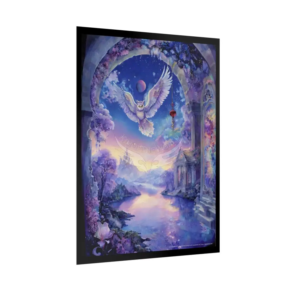 White Owl Lavender Landscape Fantasy Gothic Scene - Rolled Poster Poster