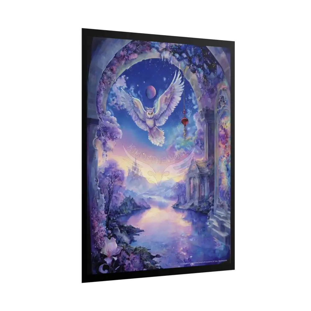White Owl Lavender Landscape Fantasy Gothic Scene - Rolled Poster Poster