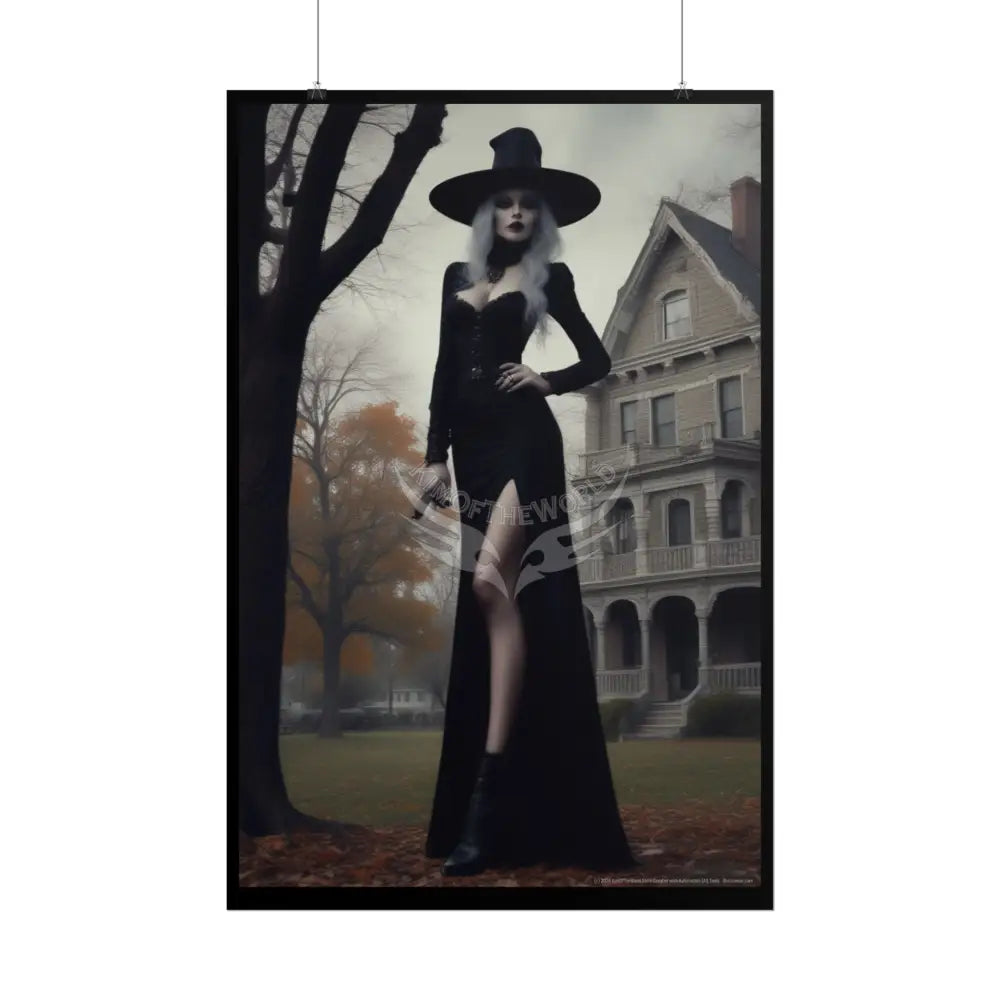 Witchy Giantess Halloween Poster — Haunted Victorian Mansion & Giant Witch Rolled Poster Poster