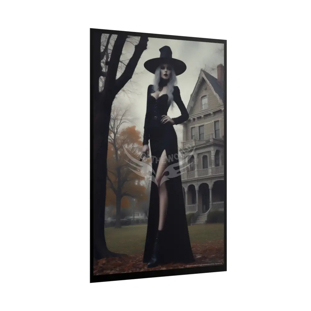 Witchy Giantess Halloween Poster — Haunted Victorian Mansion & Giant Witch Rolled Poster Poster