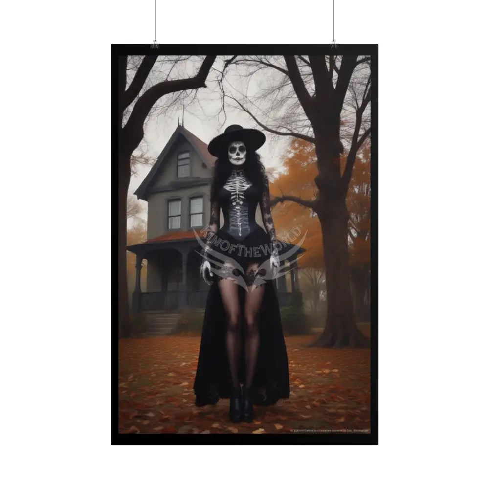 Witchy Giantess Halloween Poster — Haunted Victorian Mansion & Giant Witch Rolled Poster Poster