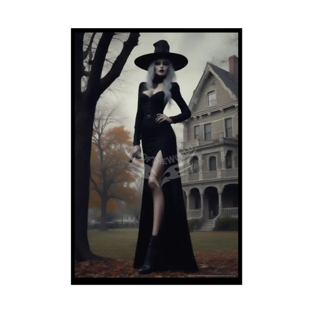 Witchy Giantess Halloween Poster — Haunted Victorian Mansion & Giant Witch Rolled Poster 24’’ x 36’’ (Vertical) / Semi