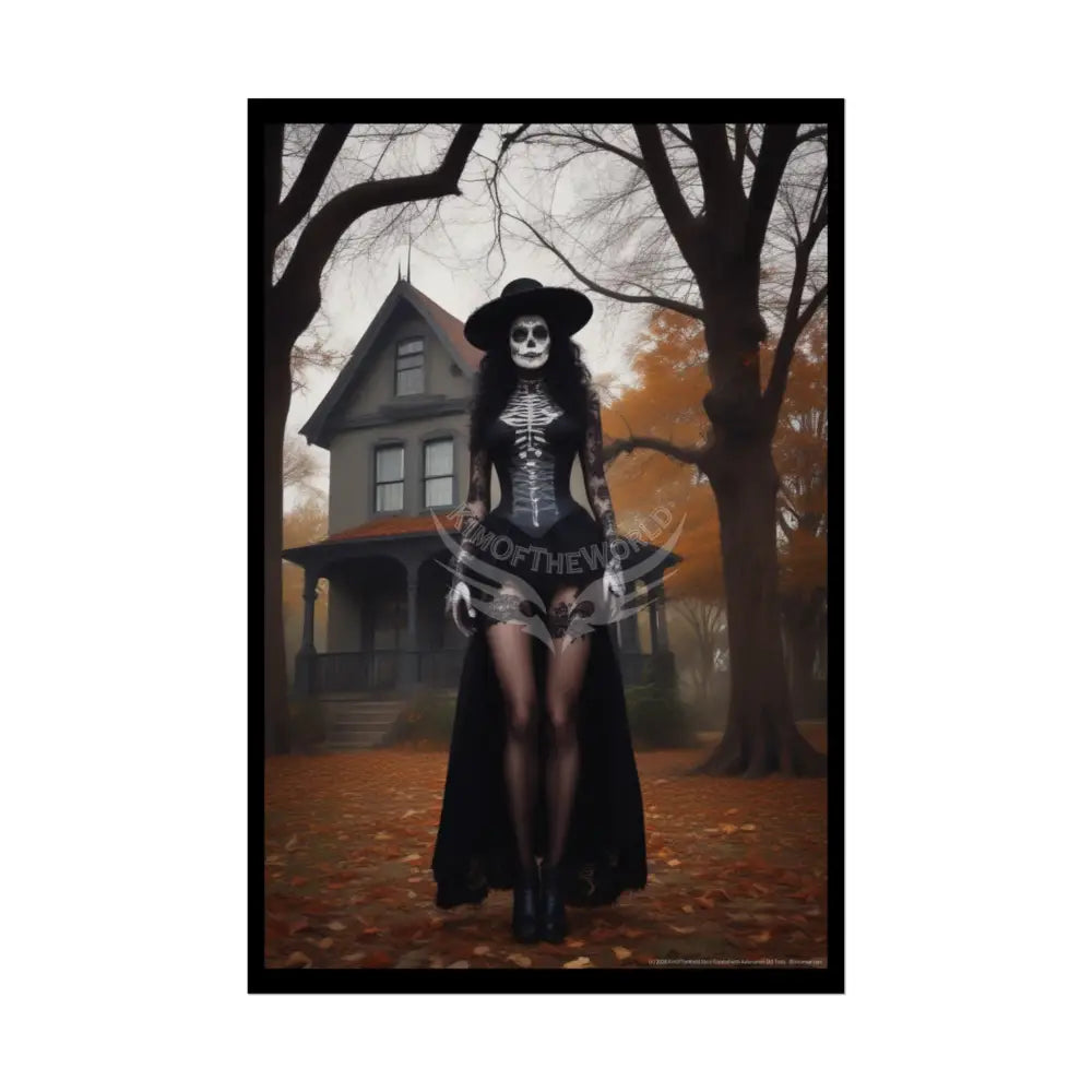 Witchy Giantess Halloween Poster — Haunted Victorian Mansion & Giant Witch Rolled Poster 24’’ x 36’’ (Vertical) / Semi