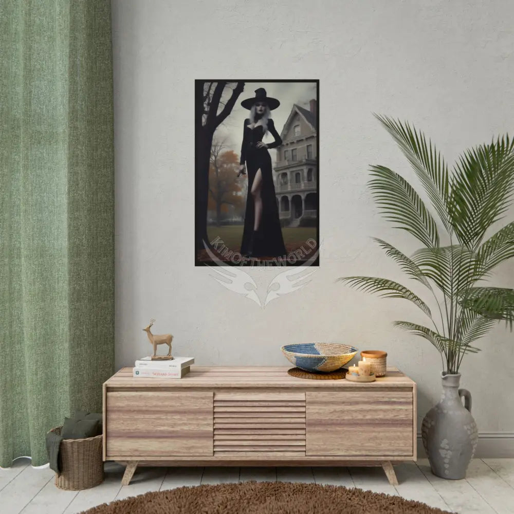 Witchy Giantess Halloween Poster — Haunted Victorian Mansion & Giant Witch Rolled Poster Poster