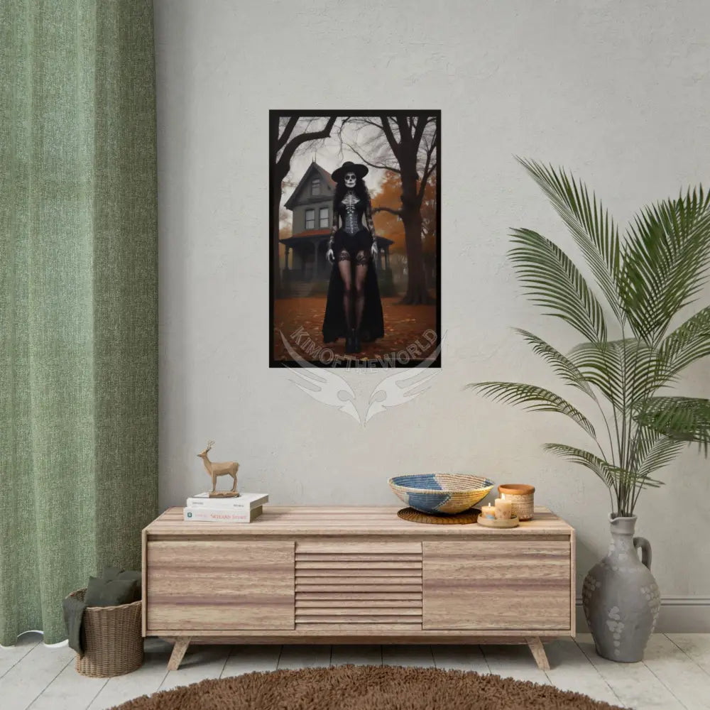 Witchy Giantess Halloween Poster — Haunted Victorian Mansion & Giant Witch Rolled Poster Poster