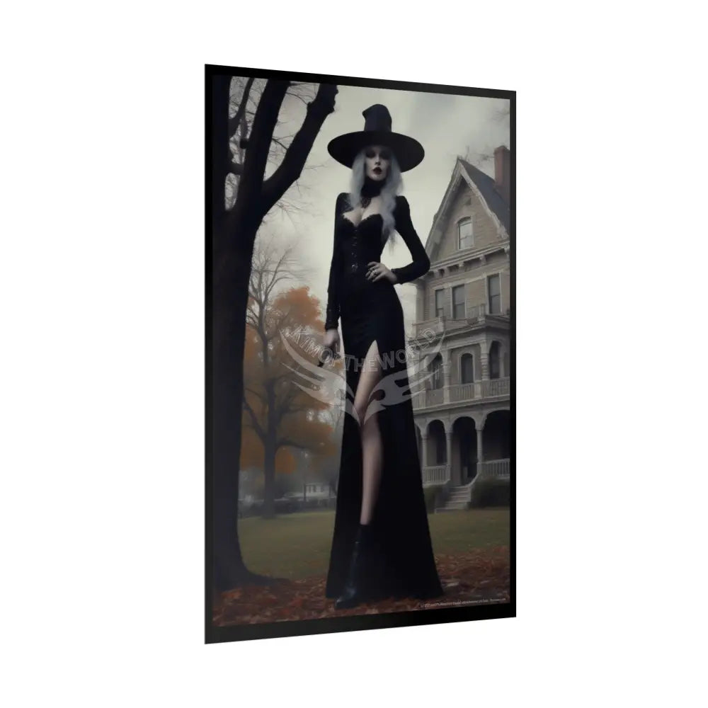 Witchy Giantess Halloween Poster — Haunted Victorian Mansion & Giant Witch Rolled Poster Poster