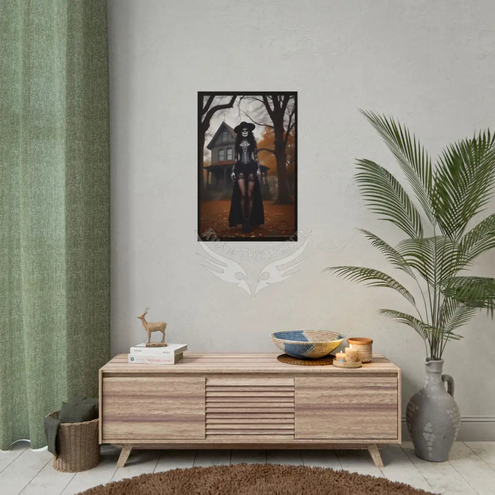 Witchy Giantess Halloween Poster — Haunted Victorian Mansion & Giant Witch Rolled Poster Poster