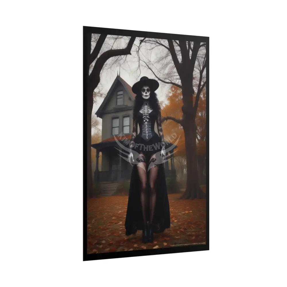 Witchy Giantess Halloween Poster — Haunted Victorian Mansion & Giant Witch Rolled Poster Poster