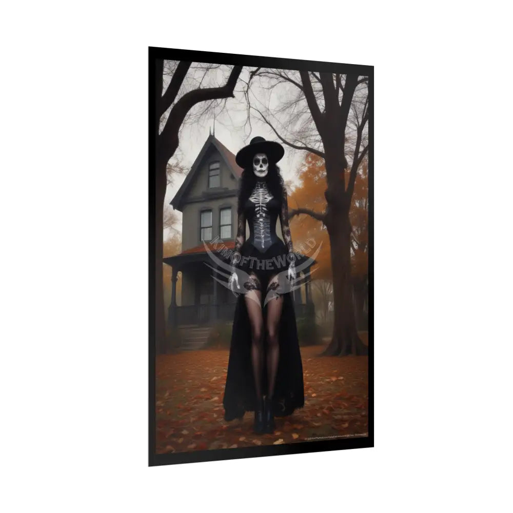 Witchy Giantess Halloween Poster — Haunted Victorian Mansion & Giant Witch Rolled Poster Poster