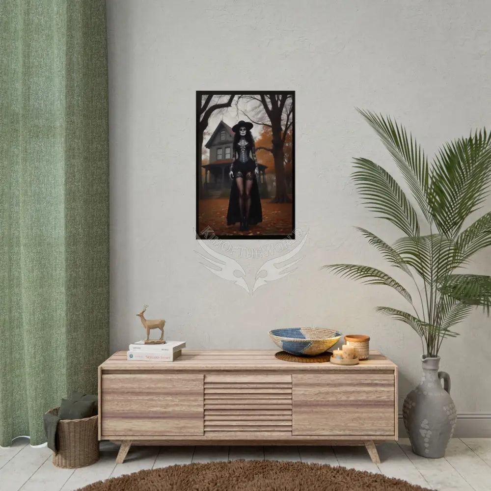 Witchy Giantess Halloween Poster — Haunted Victorian Mansion & Giant Witch Rolled Poster Poster