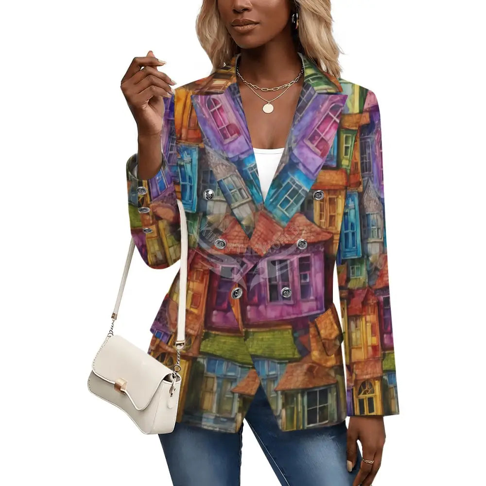 Women’s Casual Blazer - Colorful Windows - S - Women’s Hoodies