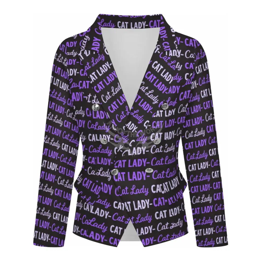 Women’s Casual Blazer - Purple Cat Lady Print Women’s Hoodies