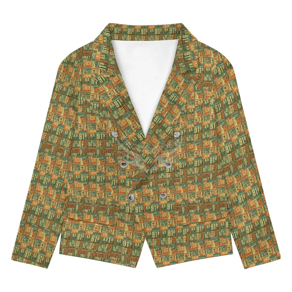 Women’s Casual Blazer - Retro Faux Green Stamp Print Women’s Hoodies