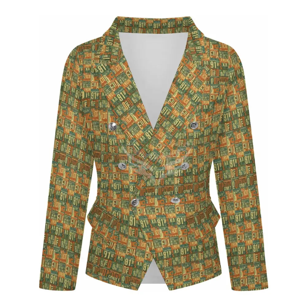 Women’s Casual Blazer - Retro Faux Green Stamp Print Women’s Hoodies