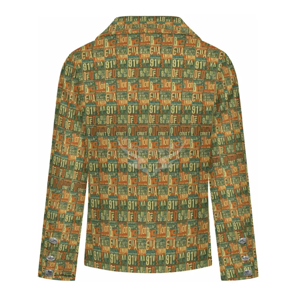 Women’s Casual Blazer - Retro Faux Green Stamp Print Women’s Hoodies