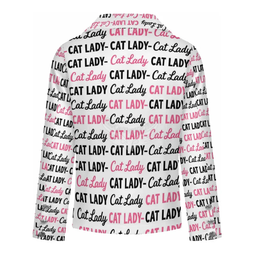 Women’s Casual Blazer - White and Pink Cat Lady Print Women’s Hoodies