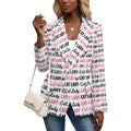 Women’s Casual Blazer - White and Pink Cat Lady Print S Women’s Hoodies