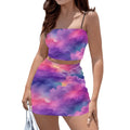 Women’s Crop Tank Top & Mini Skirts Sets - Magenta Cloud S Women’s Skirts & Dresses