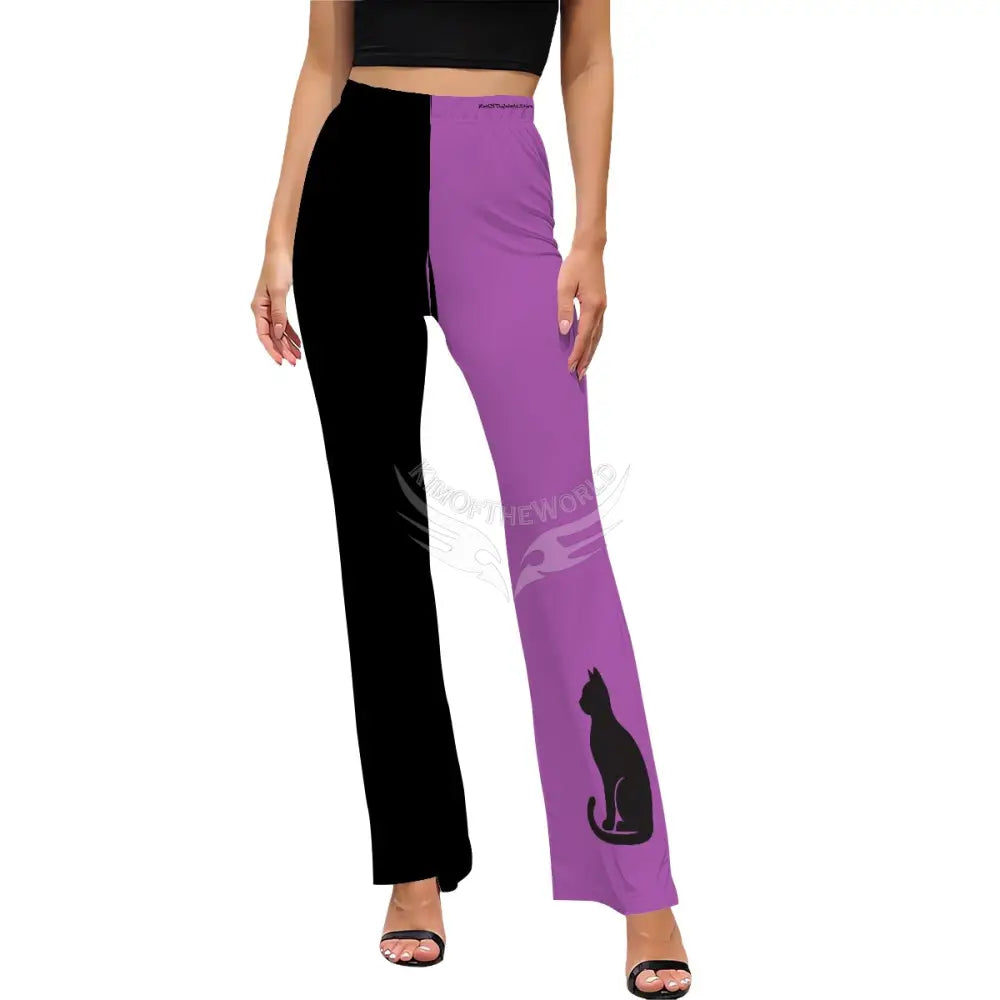 Women’s Flared Pants - Black and Orchid Cat Lady Suit Pants Women’s Pants