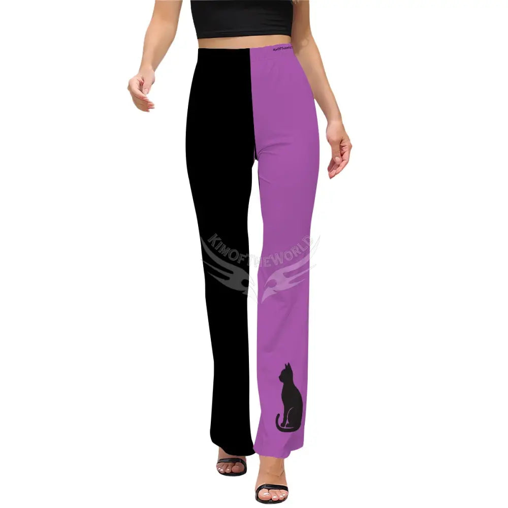 Women’s Flared Pants - Black and Orchid Cat Lady Suit Pants Women’s Pants