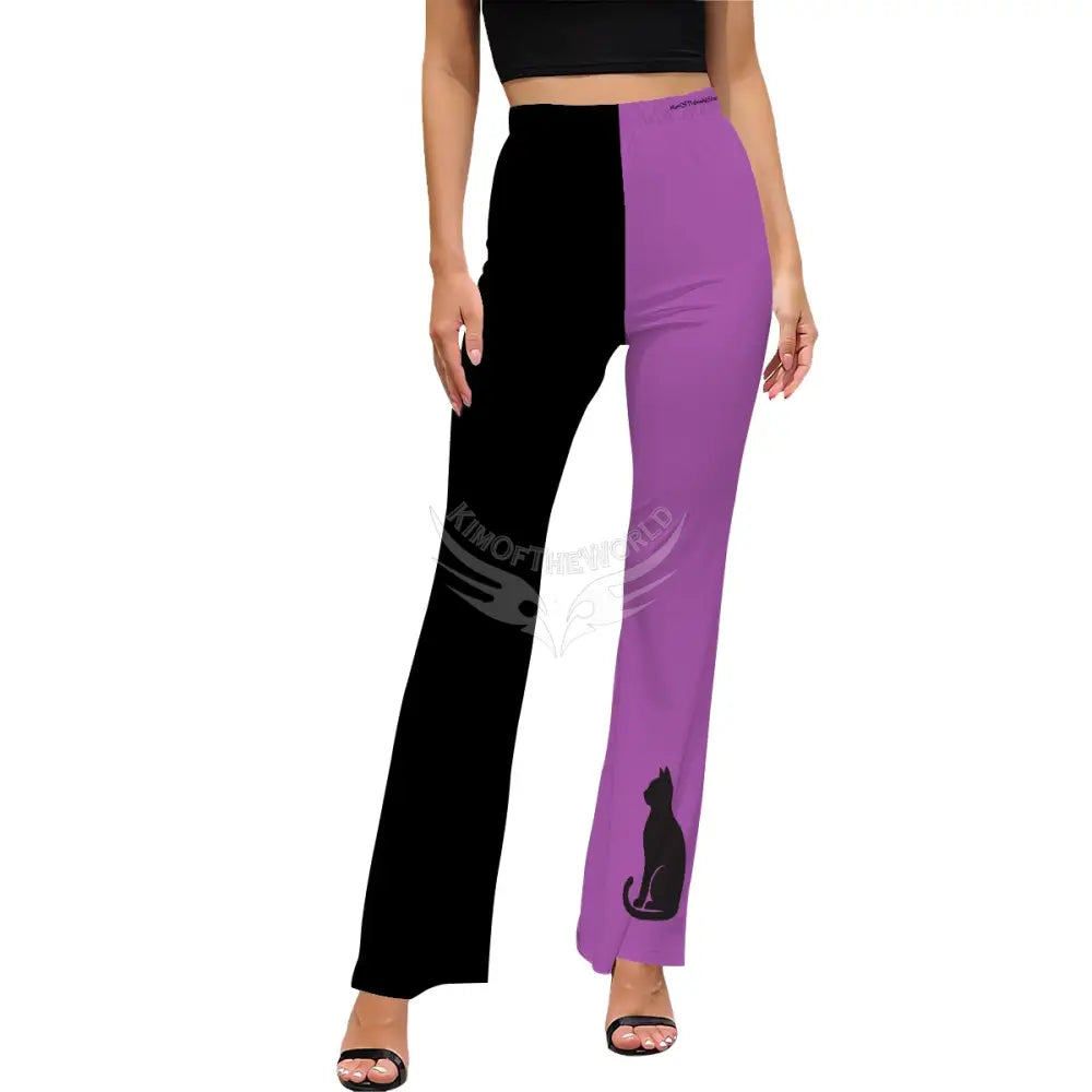 Women’s Flared Pants - Black and Orchid Cat Lady Suit Pants Women’s Pants