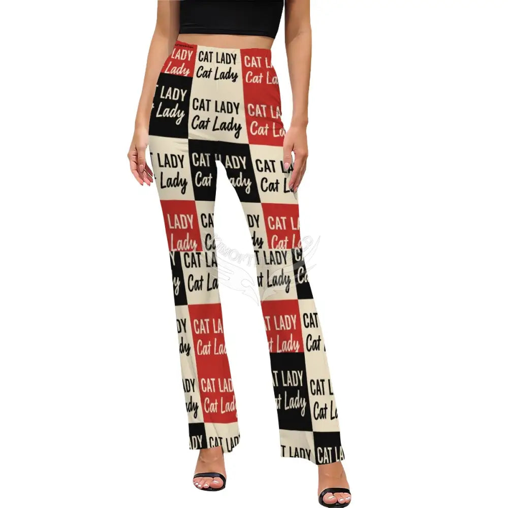 Women’s Flared Pants - Cat Lady Box Print Women’s Pants