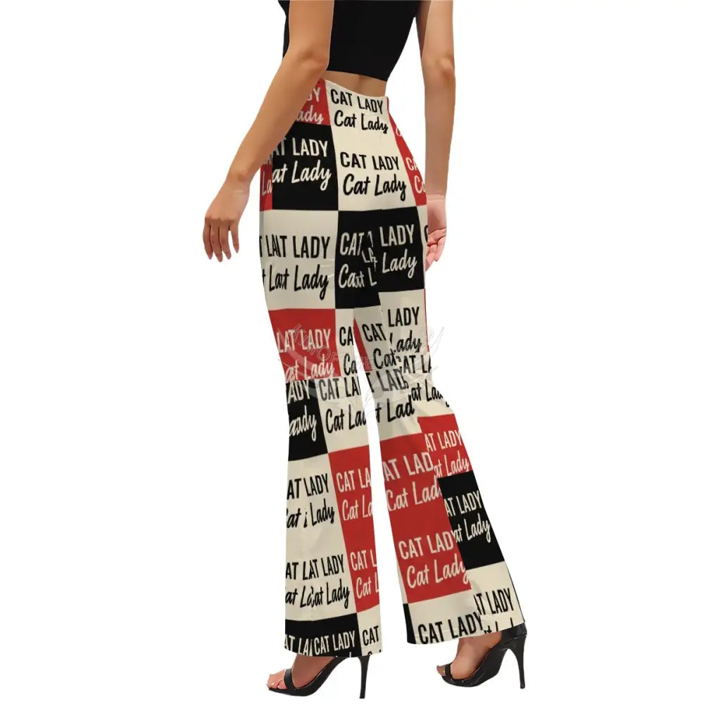 Women’s Flared Pants - Cat Lady Box Print Women’s Pants