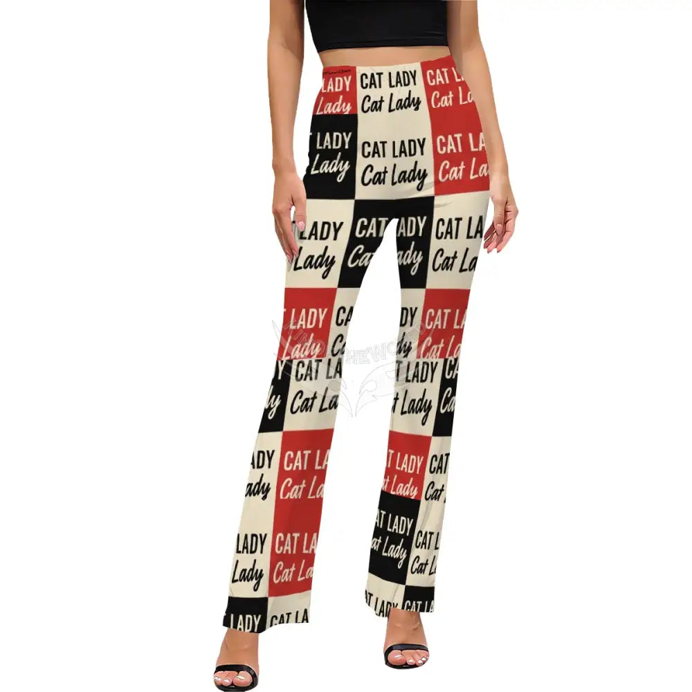 Women’s Flared Pants - Cat Lady Box Print Women’s Pants