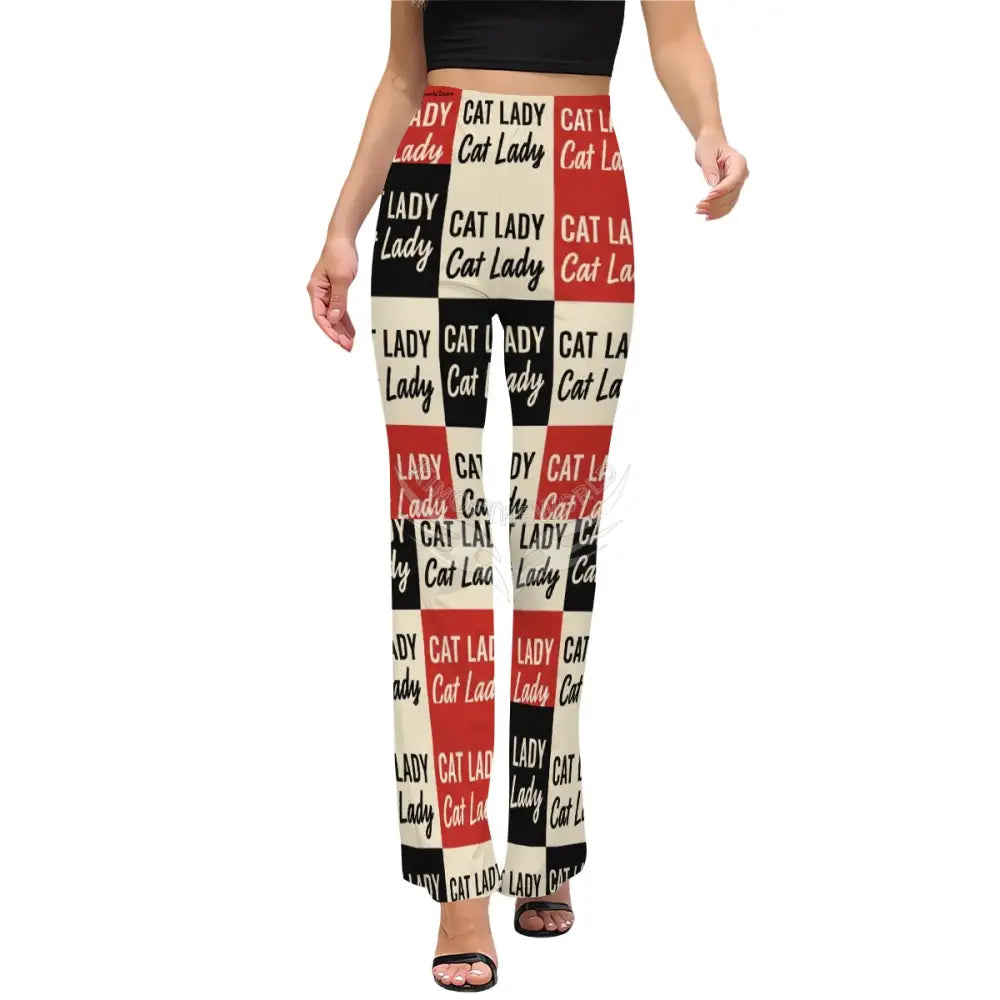 Women’s Flared Pants - Cat Lady Box Print XS Women’s Pants