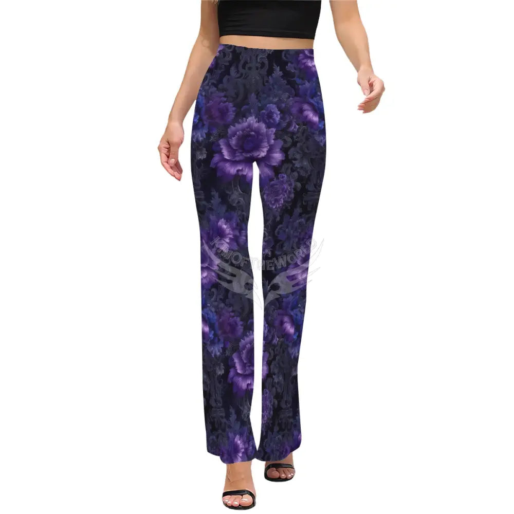 Women’s Flared Pants - Rich Purple Floral XS Women’s Pants