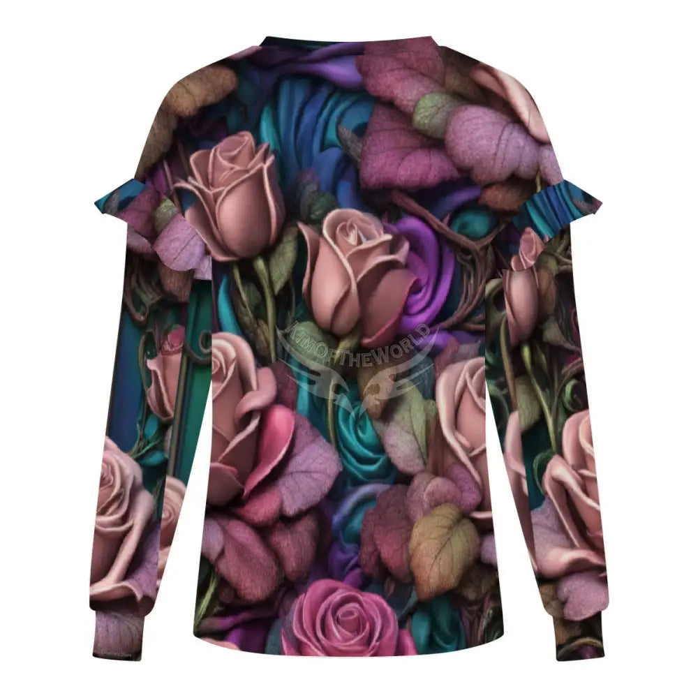 Women’s Ruffled Shoulder Sweatshirt Women’s Hoodies