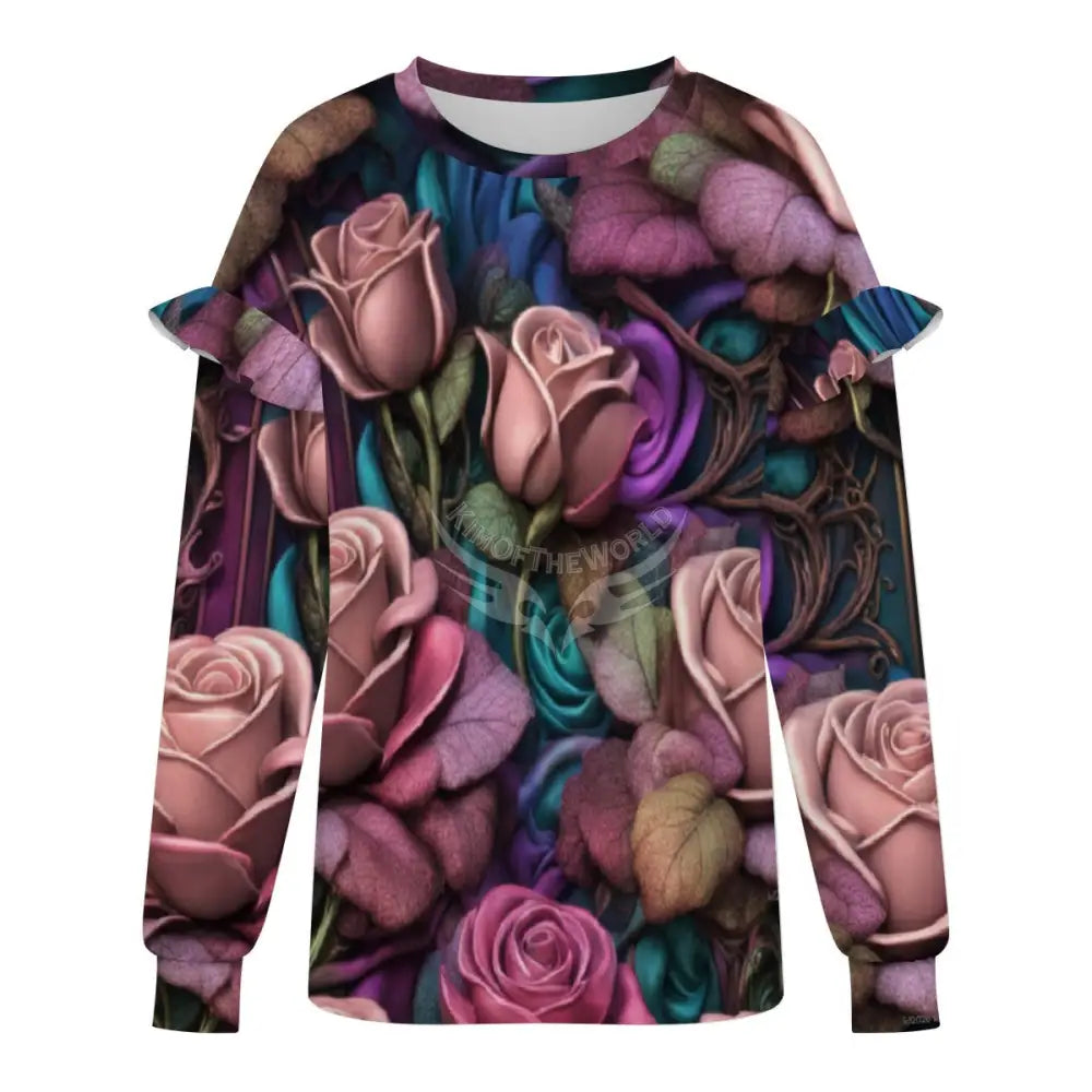 Women’s Ruffled Shoulder Sweatshirt Women’s Hoodies