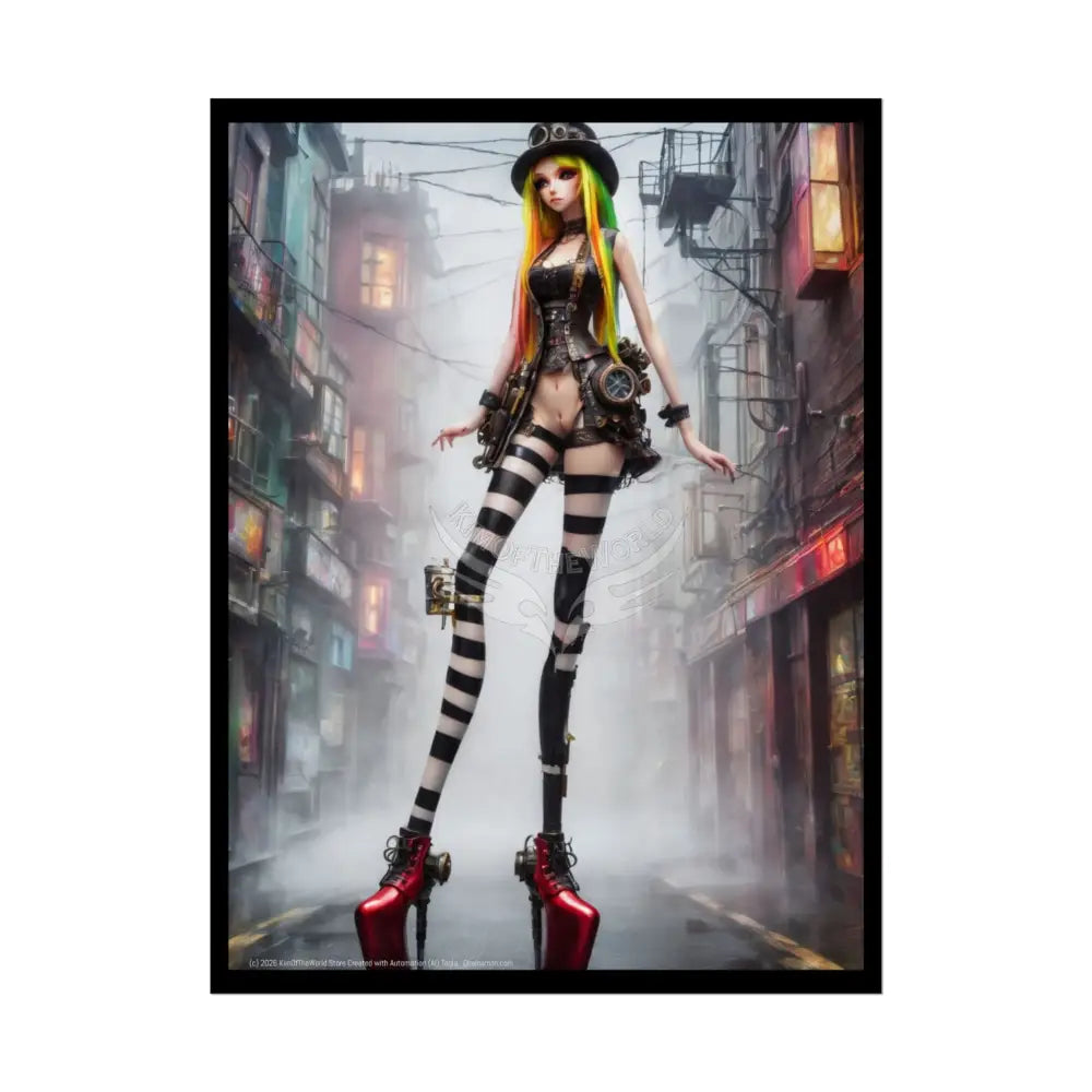 XX Extreme Towering Anime Giantess Lady Fashion Show Model Rolled Poster — Tall Girl Stiletto Art 18″ x 24″ (Vertical)