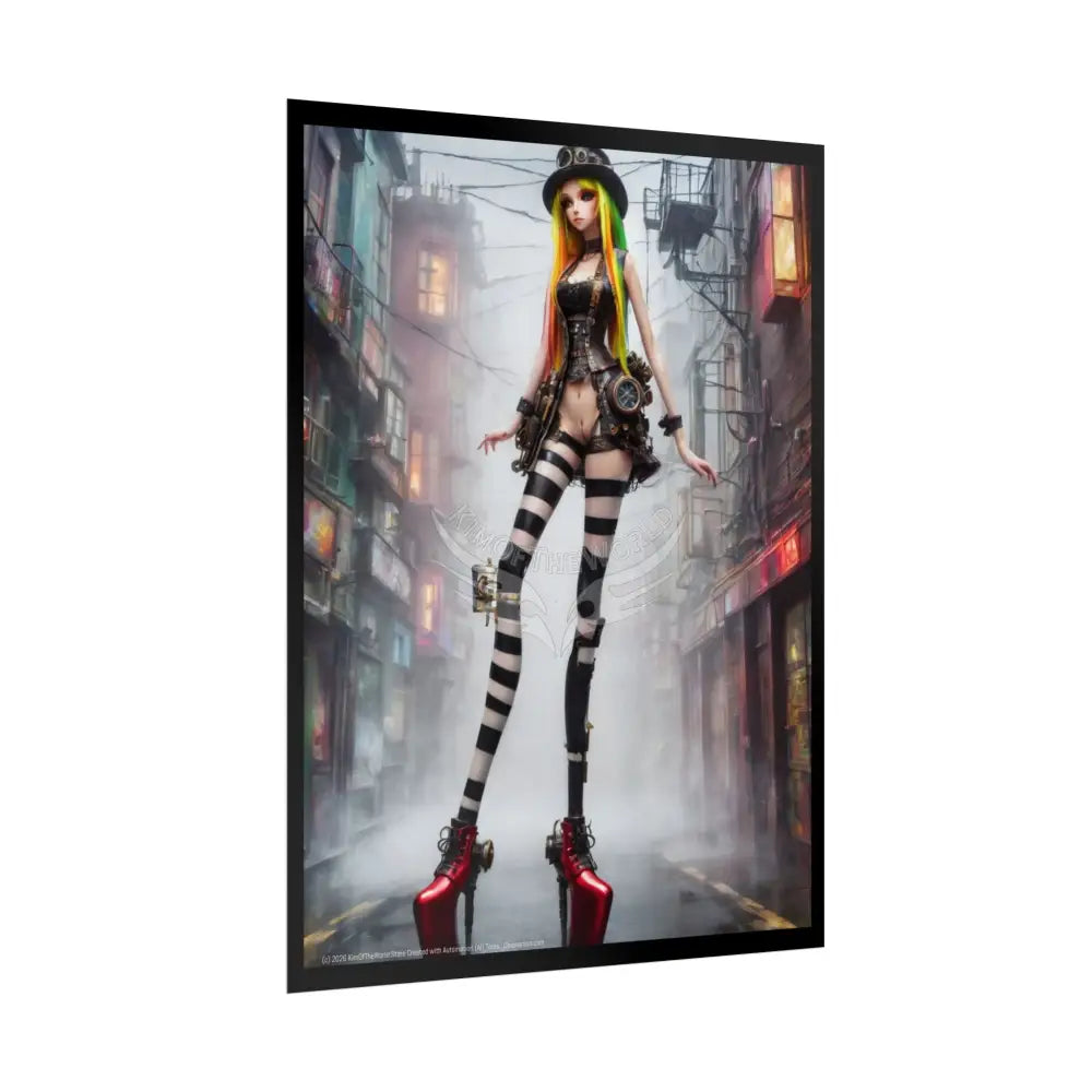 XX Extreme Towering Anime Giantess Lady Fashion Show Model Rolled Poster — Tall Girl Stiletto Art Poster