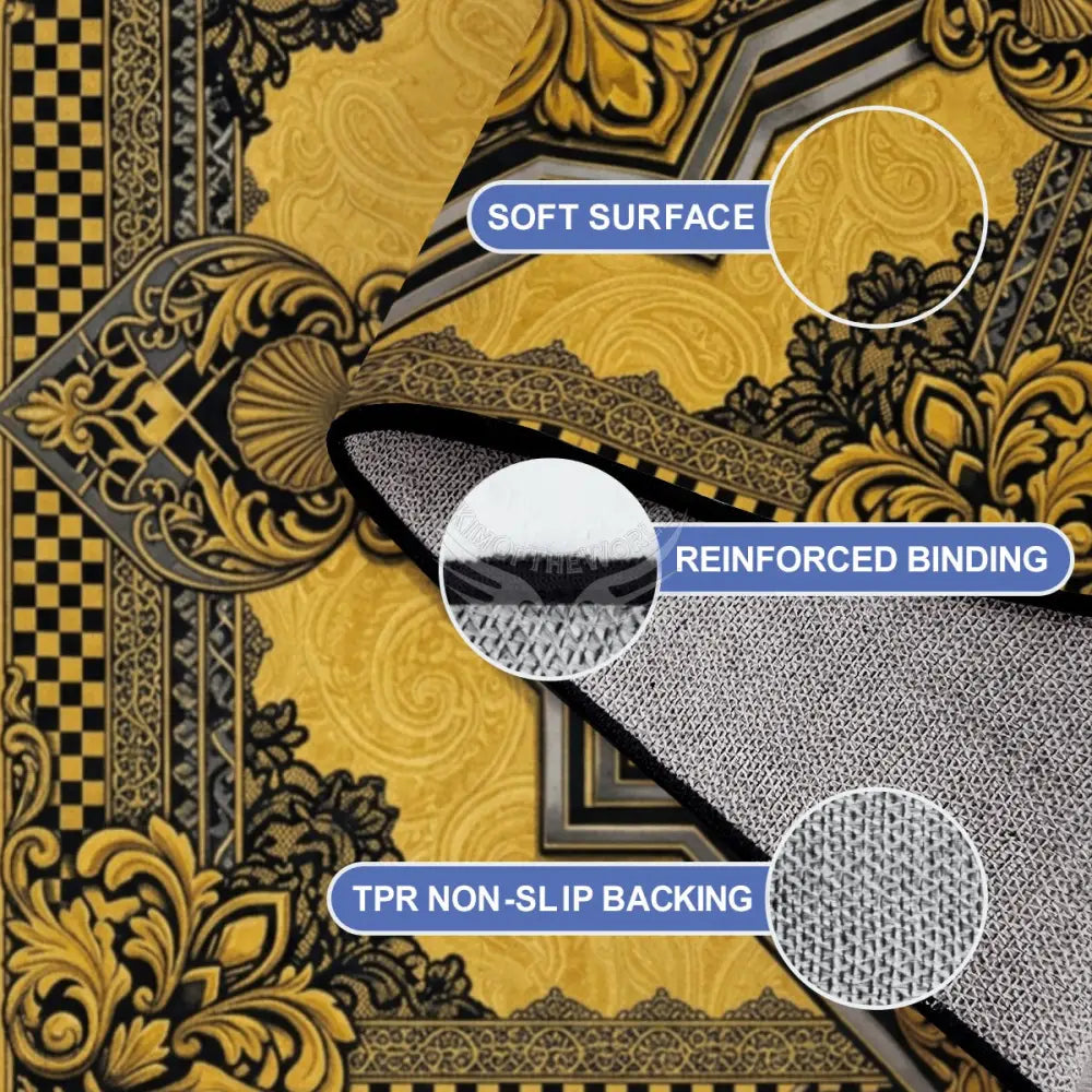 Yellow and Black Celtic Design - 10 ft x 8 ft Large Area Rug Floor Carpet 120’’x96’’ Rugs & Mats
