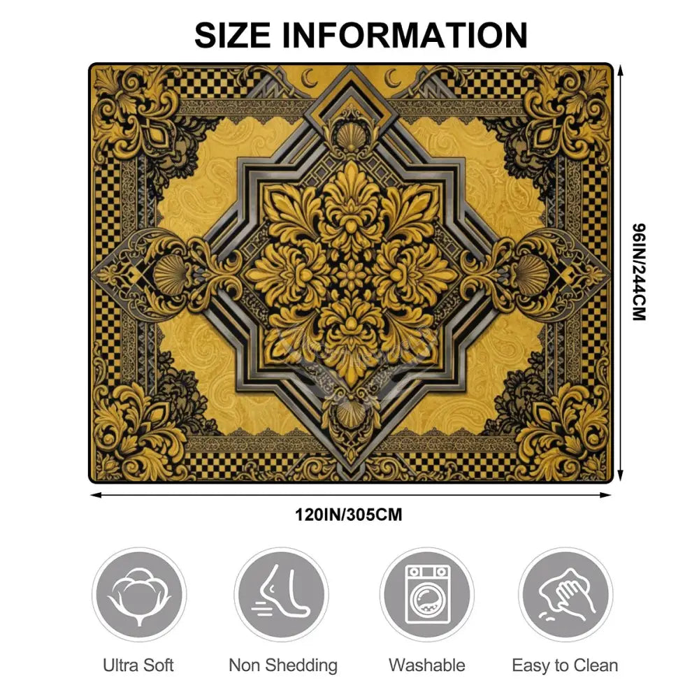 Yellow and Black Celtic Design - 10 ft x 8 ft Large Area Rug Floor Carpet 120’’x96’’ Rugs & Mats