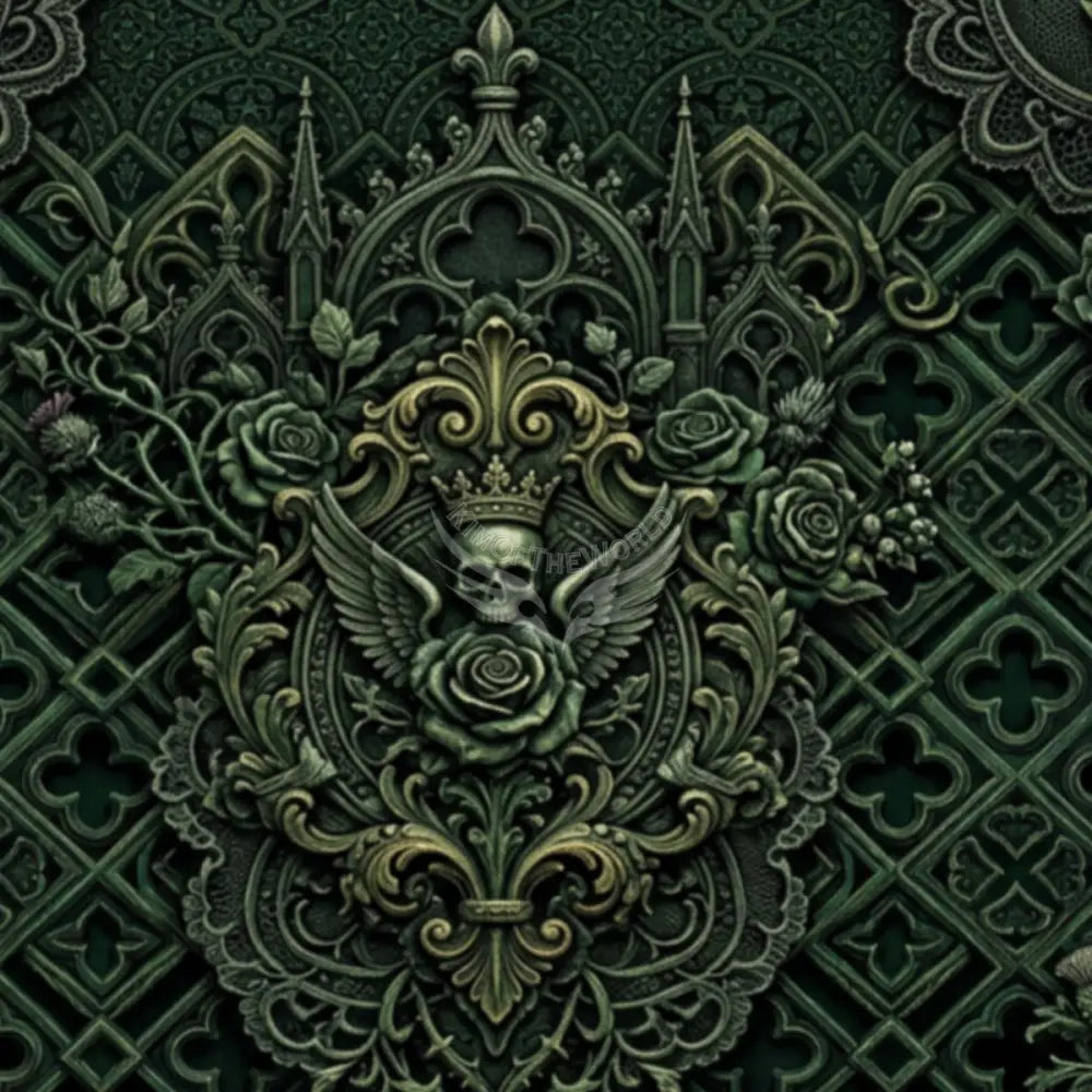 Yep Green 3D Gothic Skull Unpasted Mural Wallpaper 144’’x100’’ 144’’x100’’ Wall Coverings